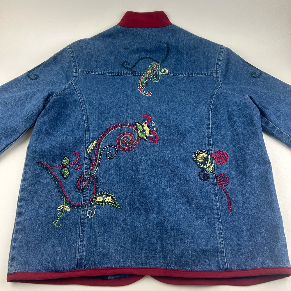Orvis SZ S VTG WMNS Blue Washed Embroidered Button Front Pocket Denim Jacket - Picture 6 of 7